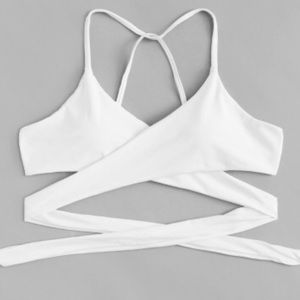 Crisscross Solid Strappy Swimming Top